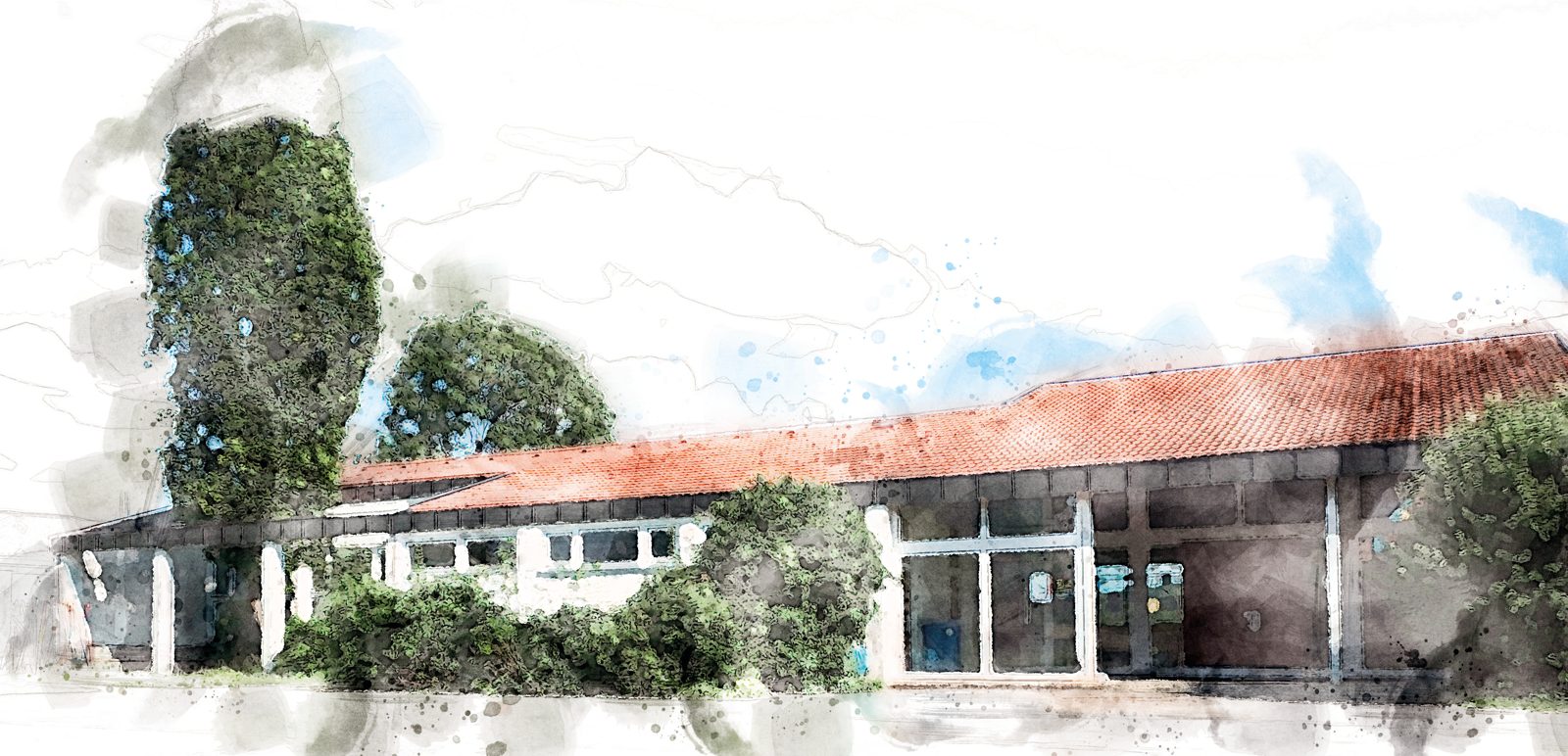 Aquarell der Schönenberg-Grundschule in Lehr